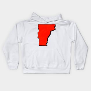 Bright Red Vermont Outline Kids Hoodie